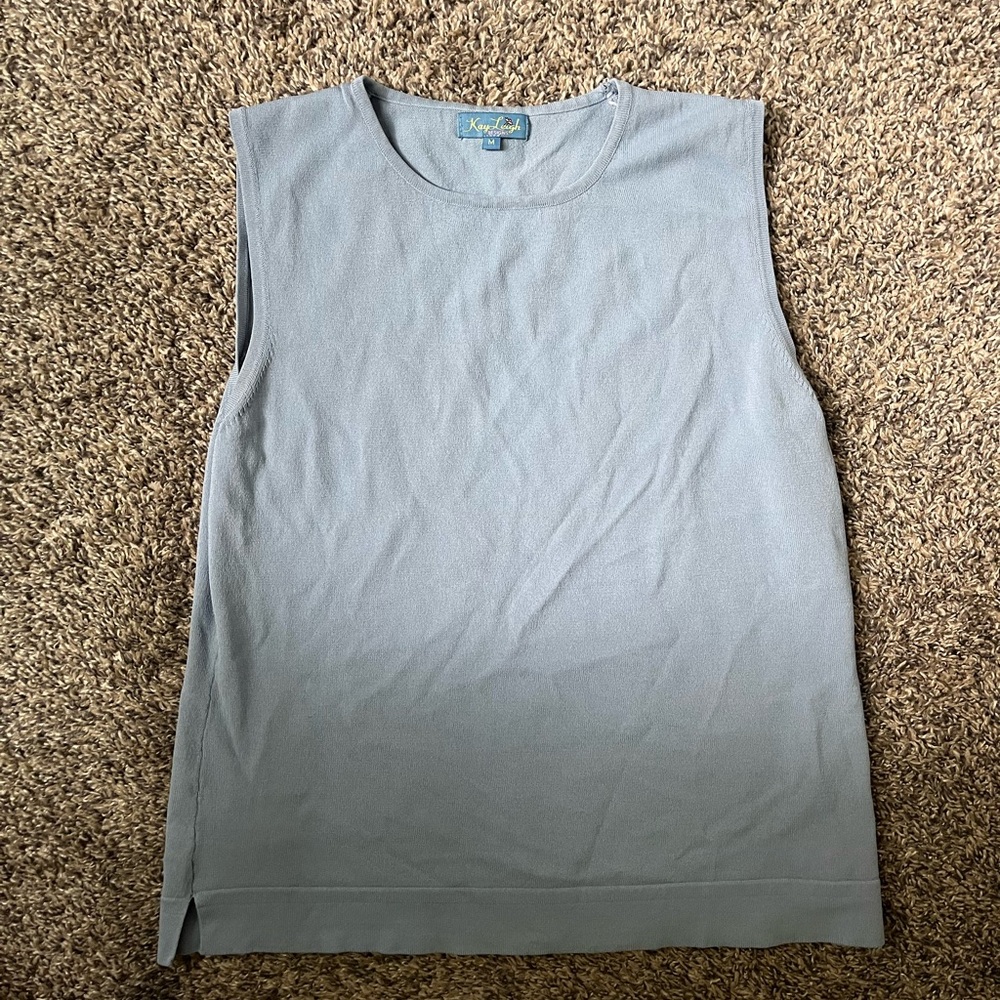 light blue wide strap scoop neck tank top